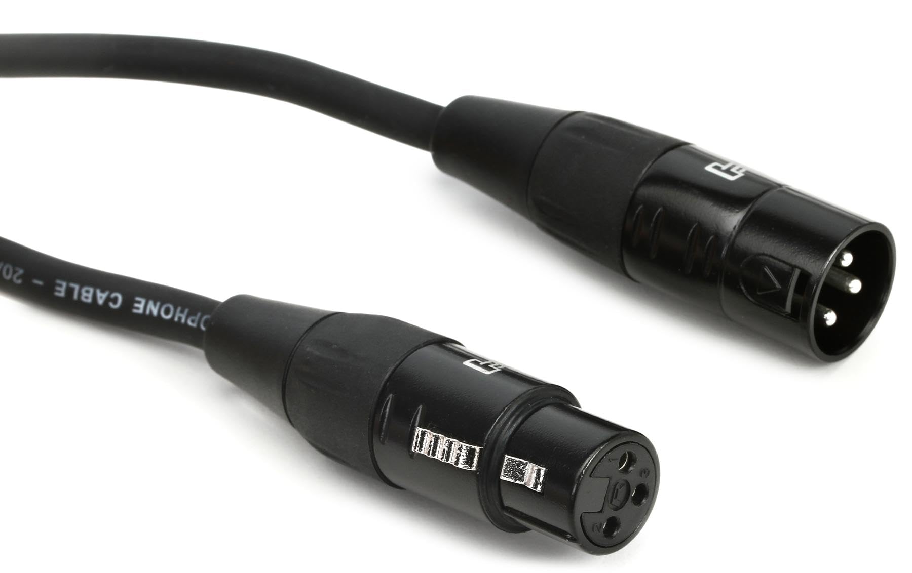 Close-up image of a black cable and plug, emphasizing their sleek, uniform appearance.