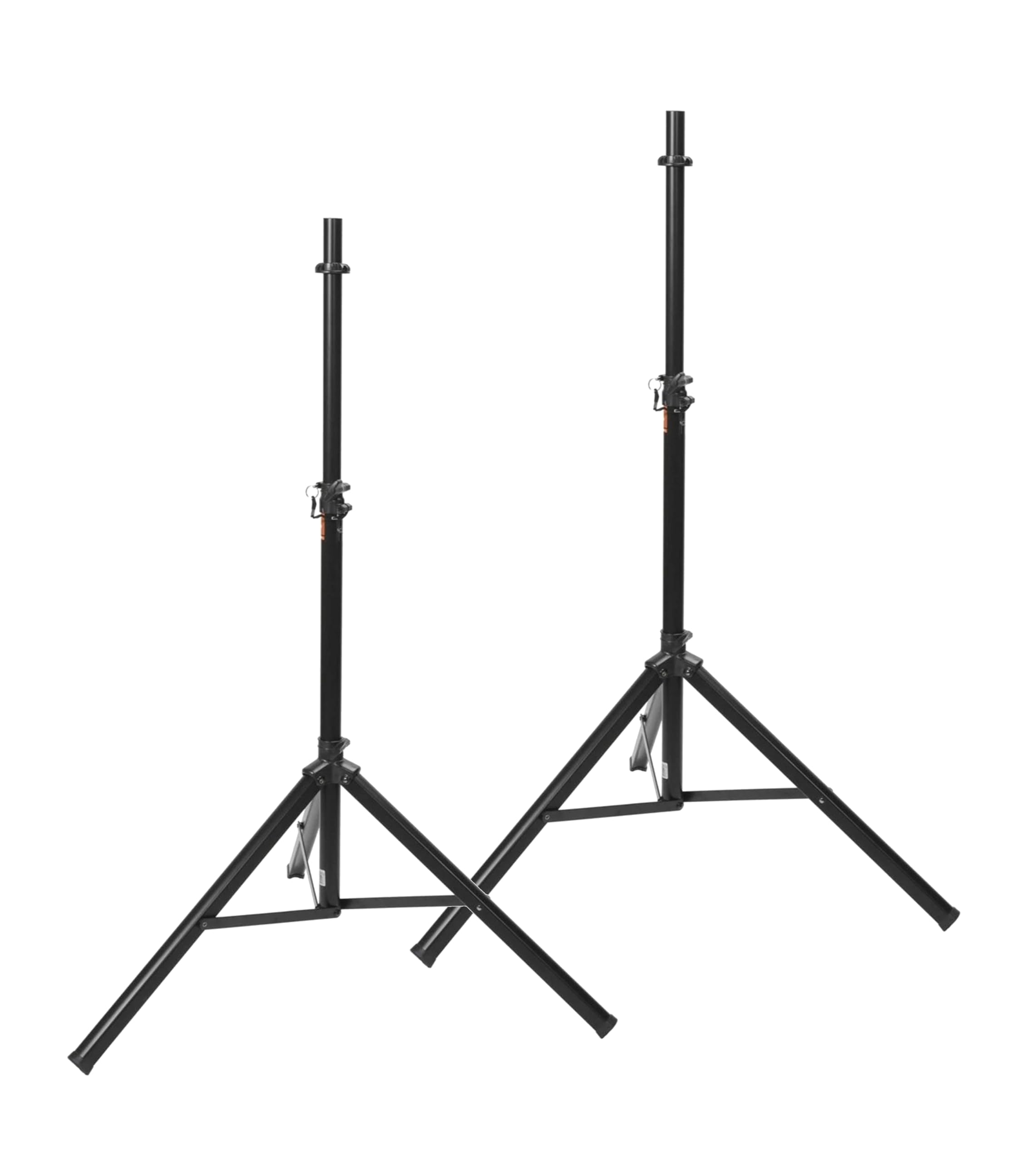 Two black tripods flanking either side of a central stand, arranged symmetrically.