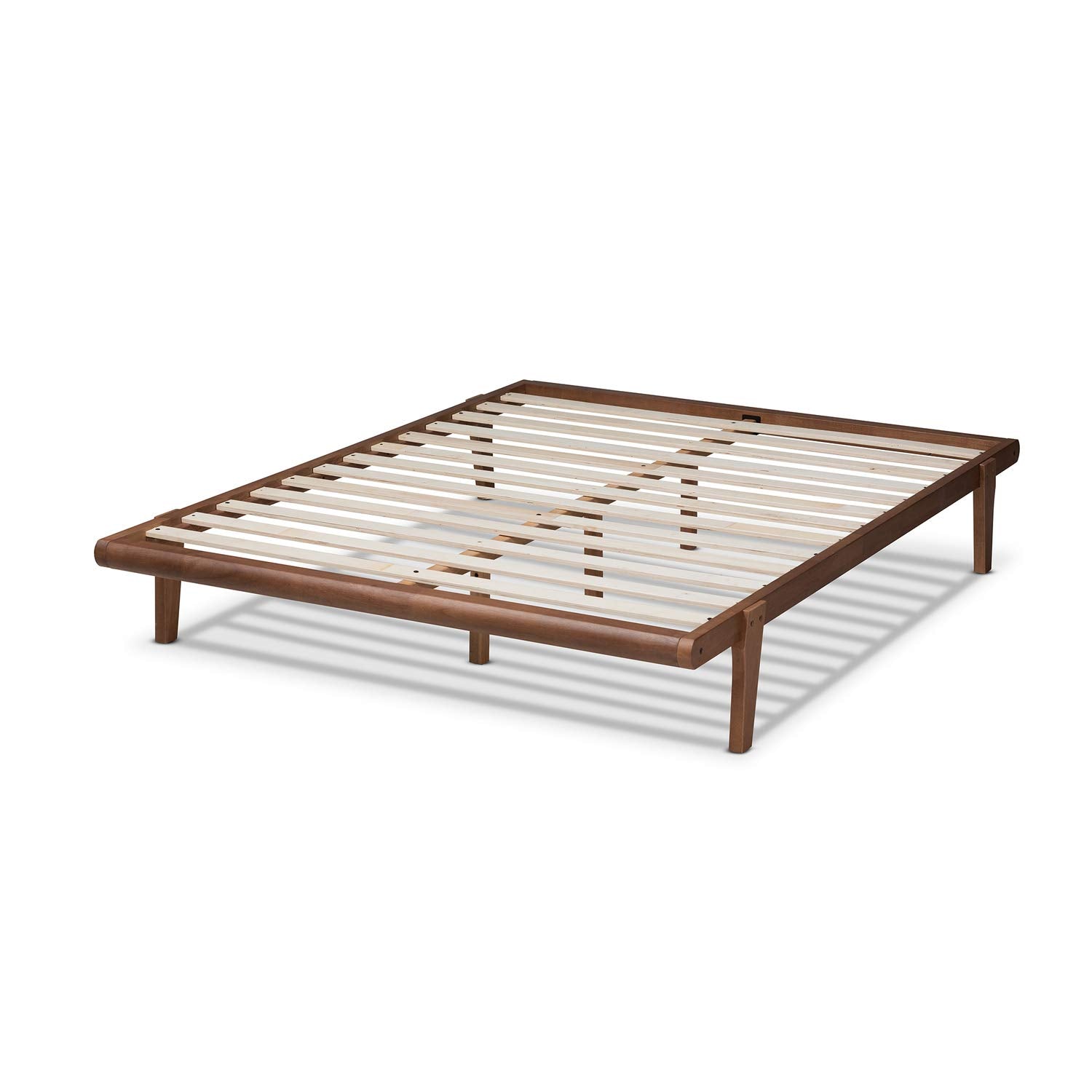 Kaia Mid-Century Modern Walnut Brown Finished Wood Full Size Platform Bed Frame