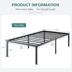 Fast Furnishings Twin 18 inch Platform Bed with Storage