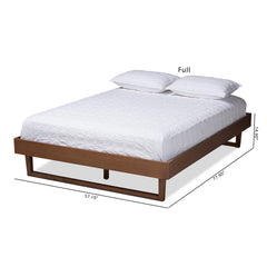 Liliya Mid-Century Modern Walnut Brown Finished Wood Queen Size Platform Bed Frame