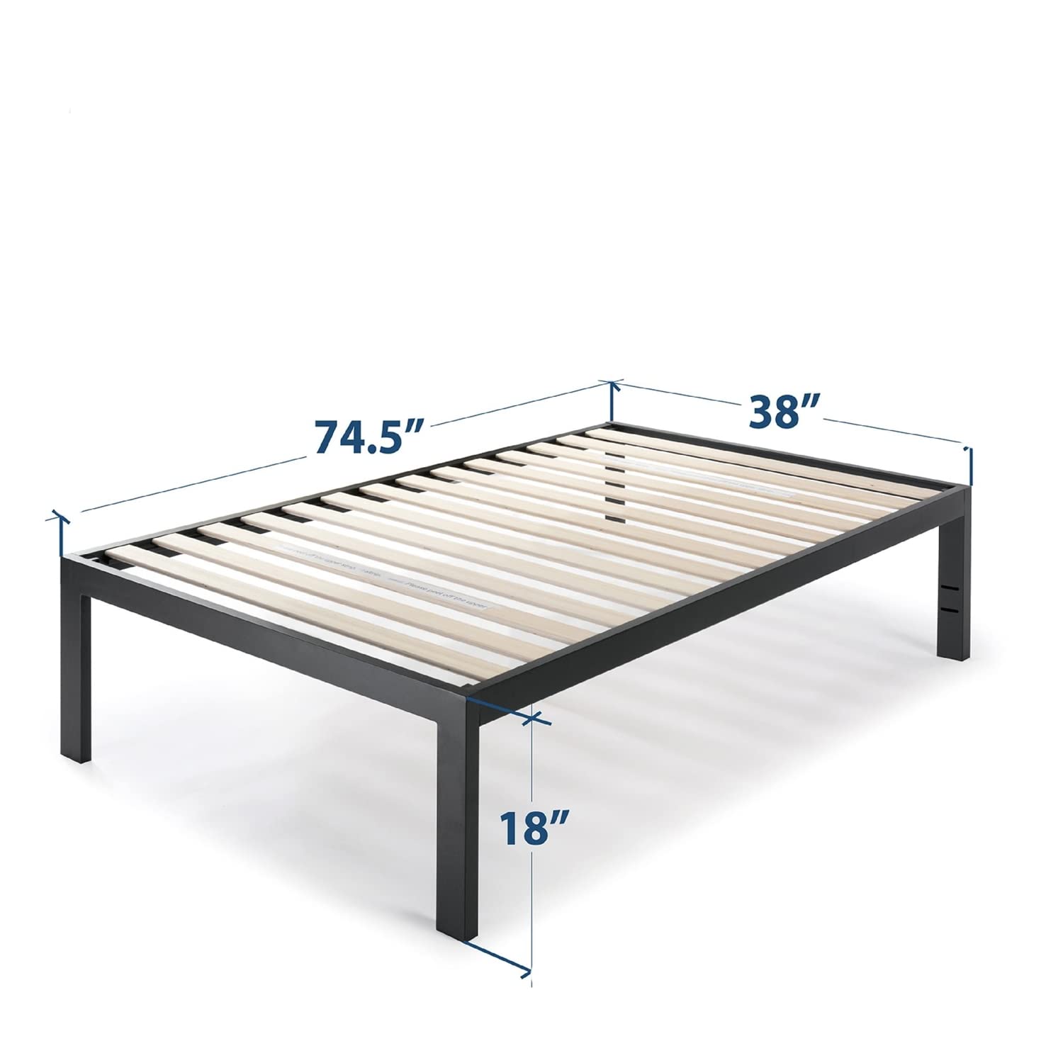 Fast Furnishings Twin 18 inch Bed Frame with Wooden Slats