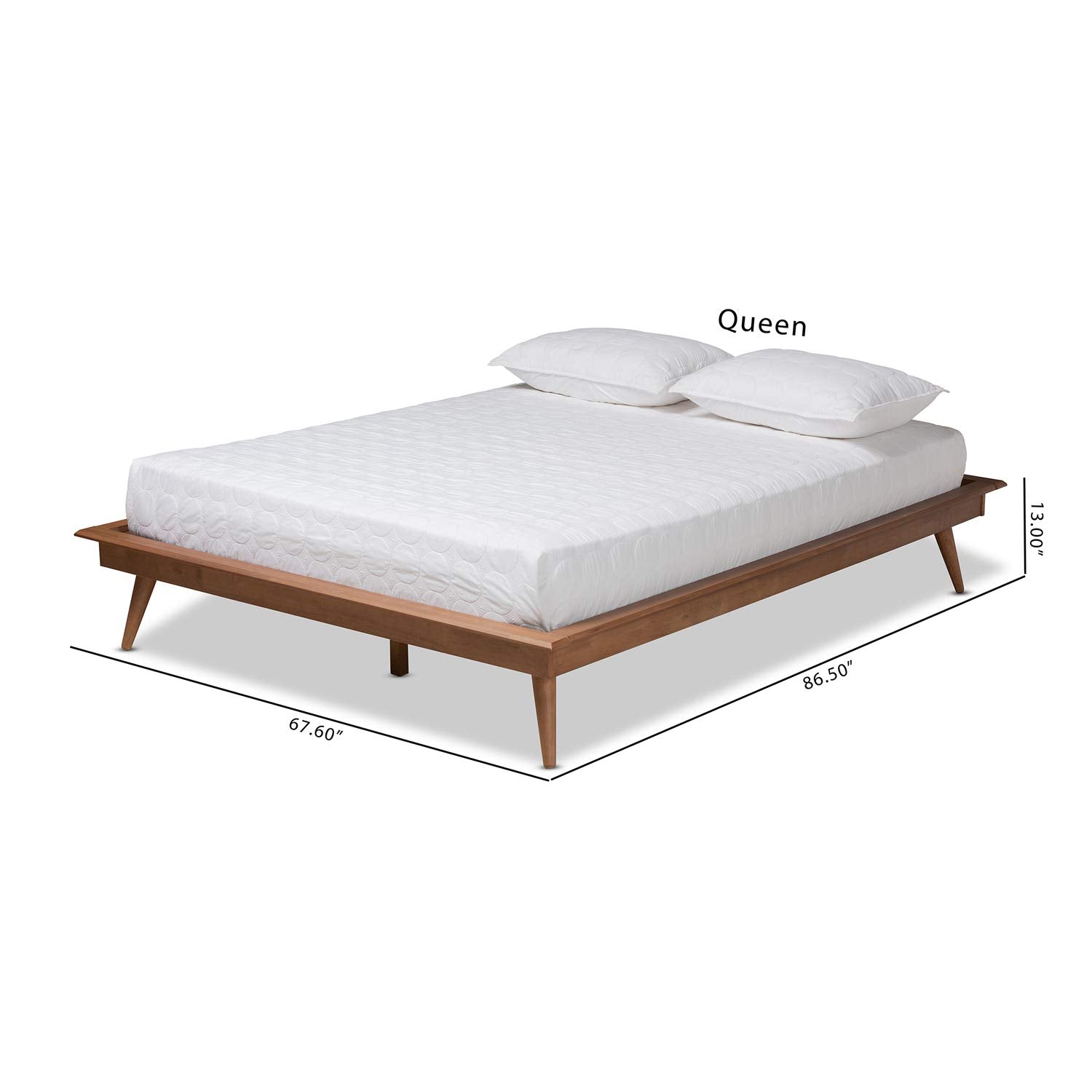 Karine Mid-Century Modern Walnut Brown Finished Wood Full Size Platform Bed Frame