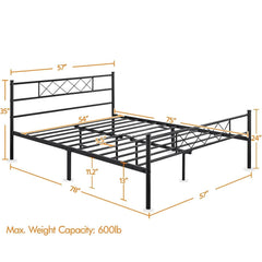 Full Traditional Powder Coated Slatted Metal Bed