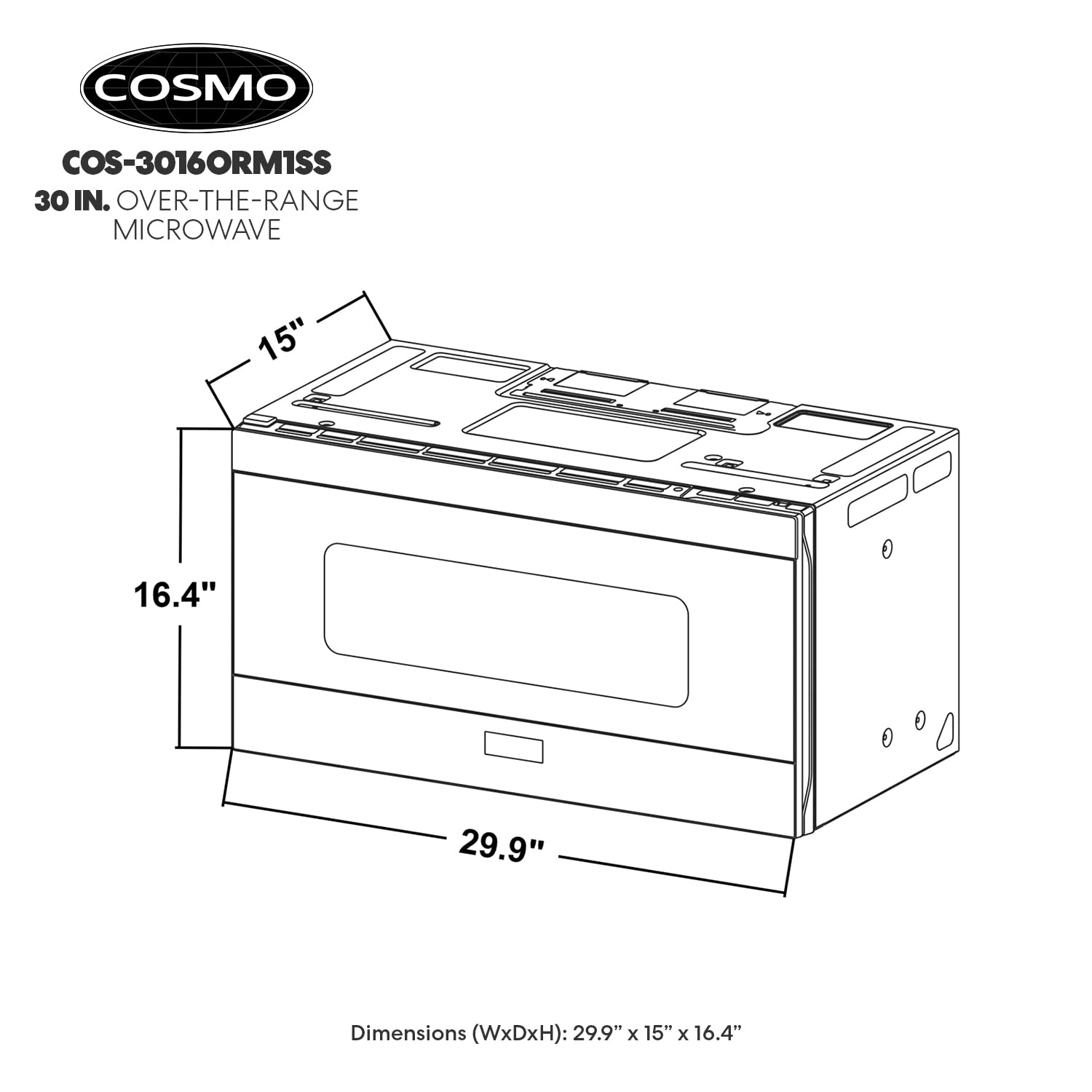 COS-3016ORM1SS 30 in Over the Range Microwave Oven with 1.6 cu. ft. Capacity