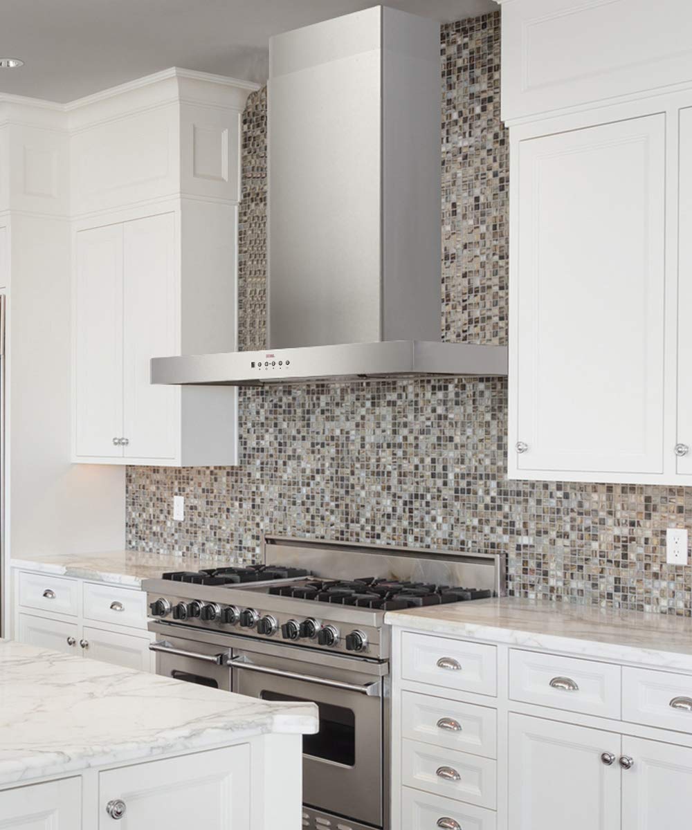 Mila CH77 SQ6 48 Inch Stainless Steel 600 CFM Wall Mount Range Hood with Flame-Temp Sensor