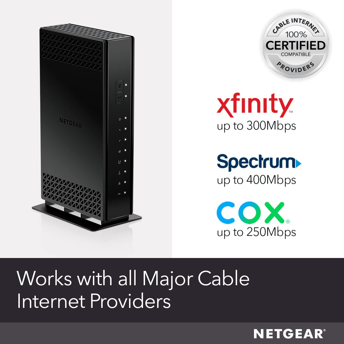 Cable Modem with Built-in WiFi Router (C6230) - Compatible with All Major Cable Providers incl. Xfinity, Spectrum, Cox - for Cable Plans Up to 400Mbps - AC1200 WiFi Speed - DOCSIS 3.0