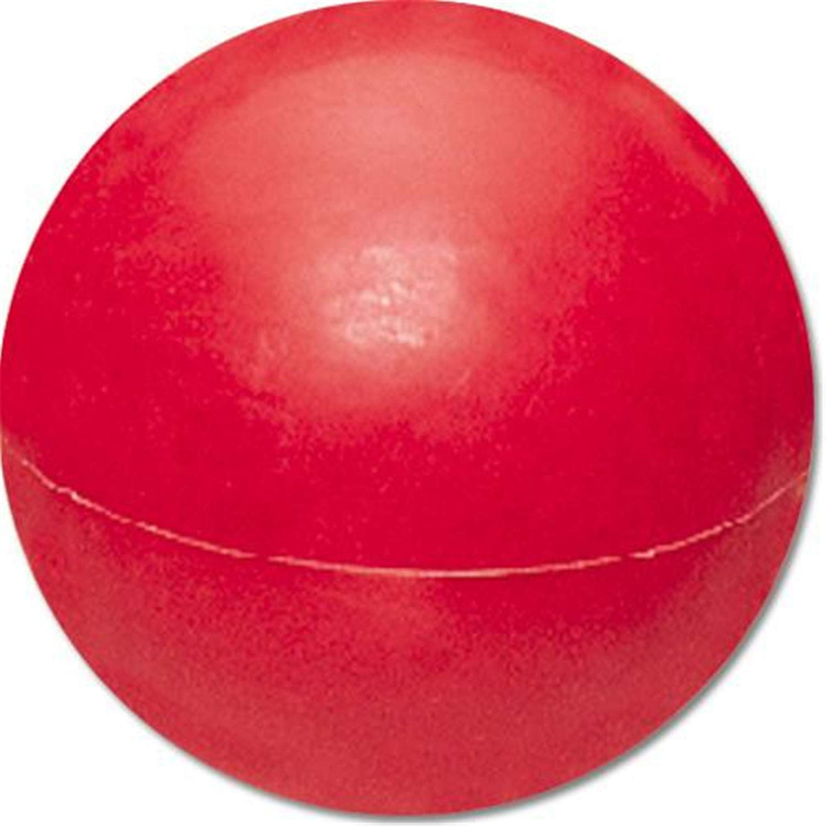 A vivid red ball resting on a clean white surface.