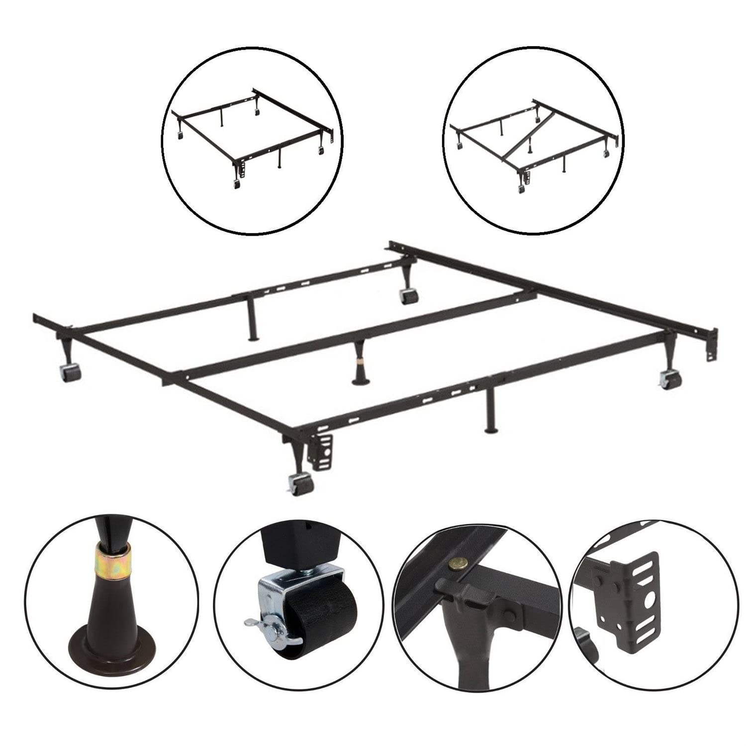 Twin/Full/Queen Adjustable Metal Bed Frame w/ Brackets