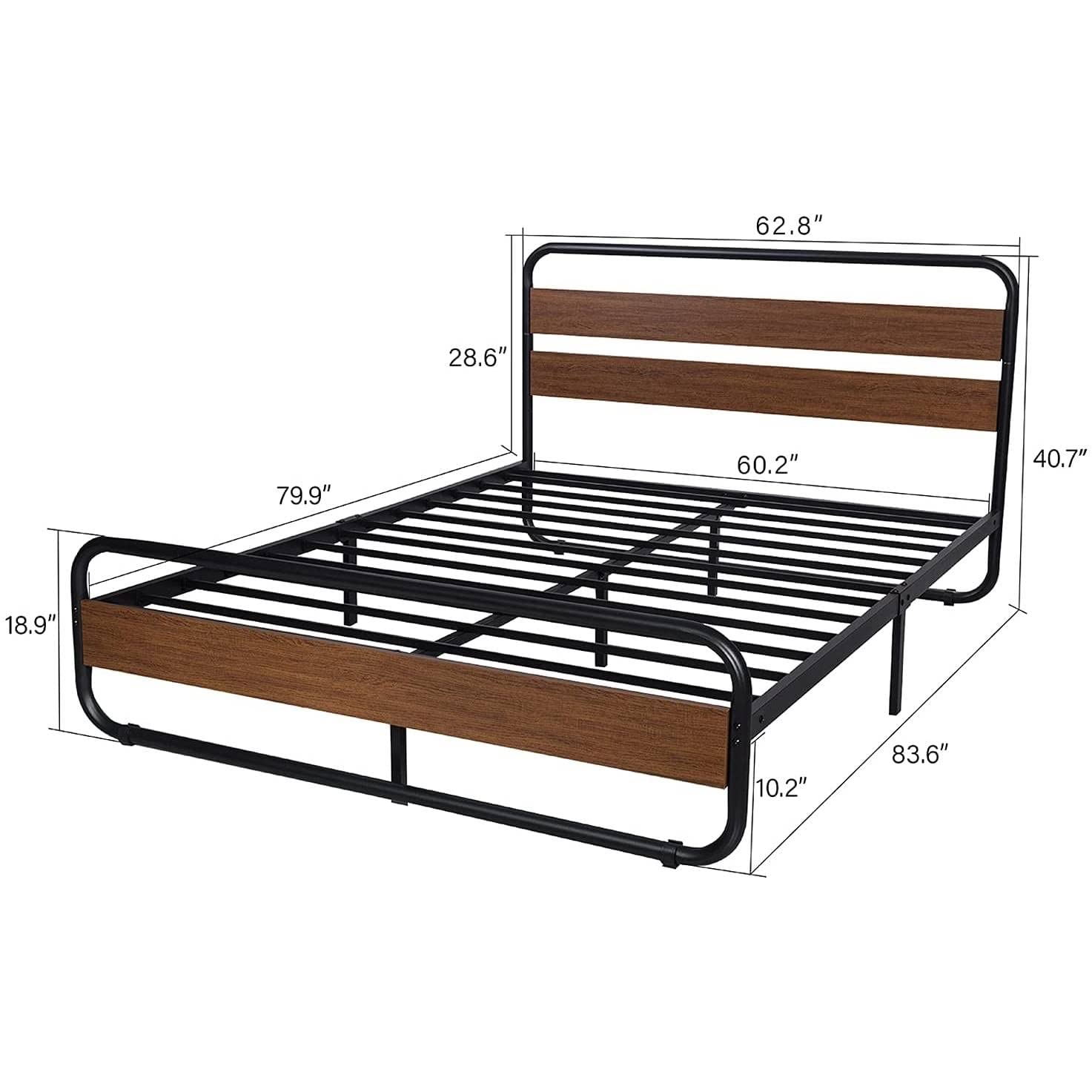 Fast Furnishings Queen Industrial Metal Wood Bed