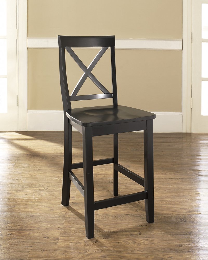 Crosley Furniture 3-Piece Bar Table with 2 X Back Counter Height Stools, Black