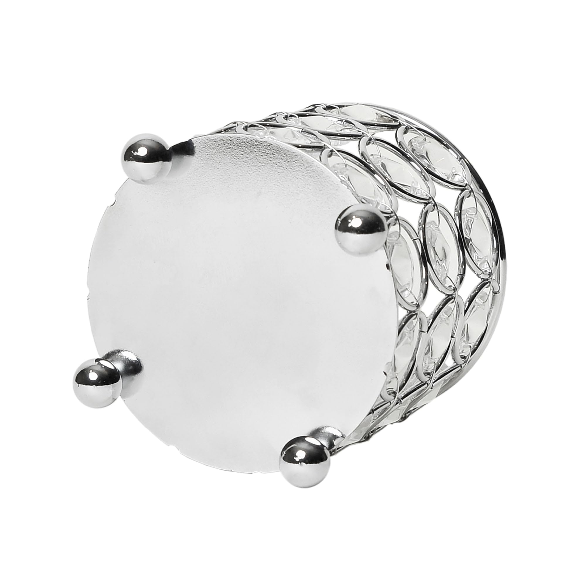 HG1000-CHR Elipse Mini Crystal Decorative Flower Vase, Candle Holder, Wedding Centerpiece, 3.25 Inch, Chrome