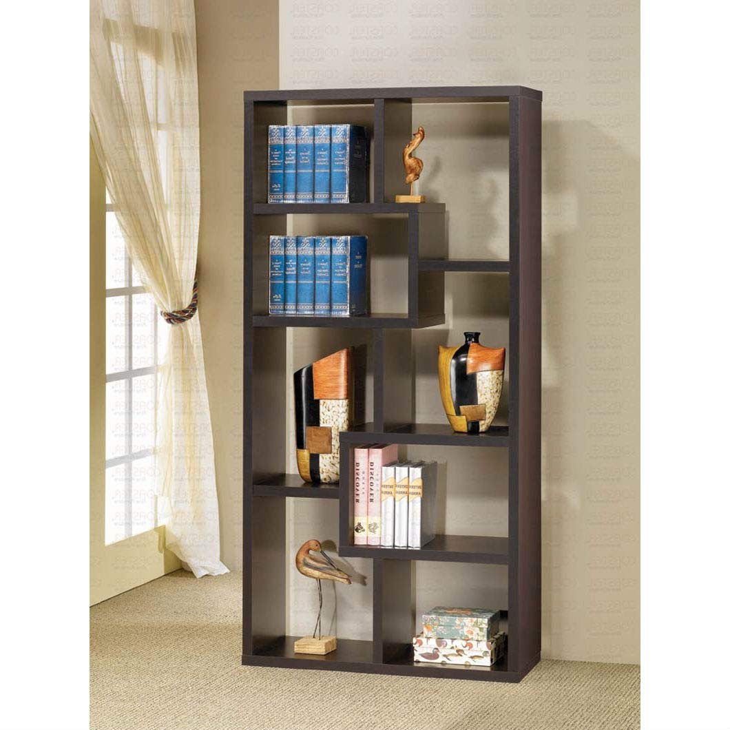 Modern 70 Inch Display Cabinet Bookcase Dark Brown