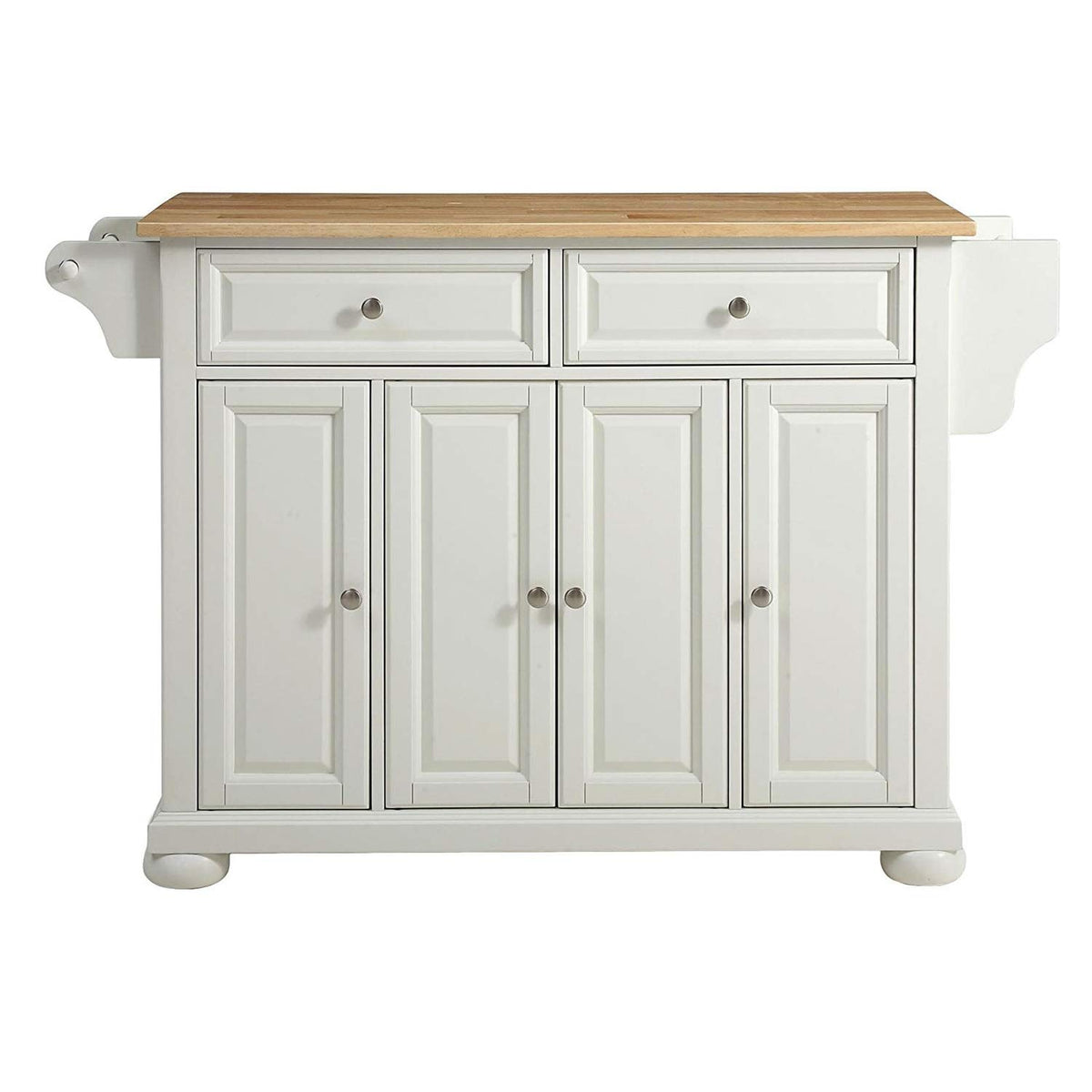 White Kitchen Island Storage Cabinet w/ Wood Top