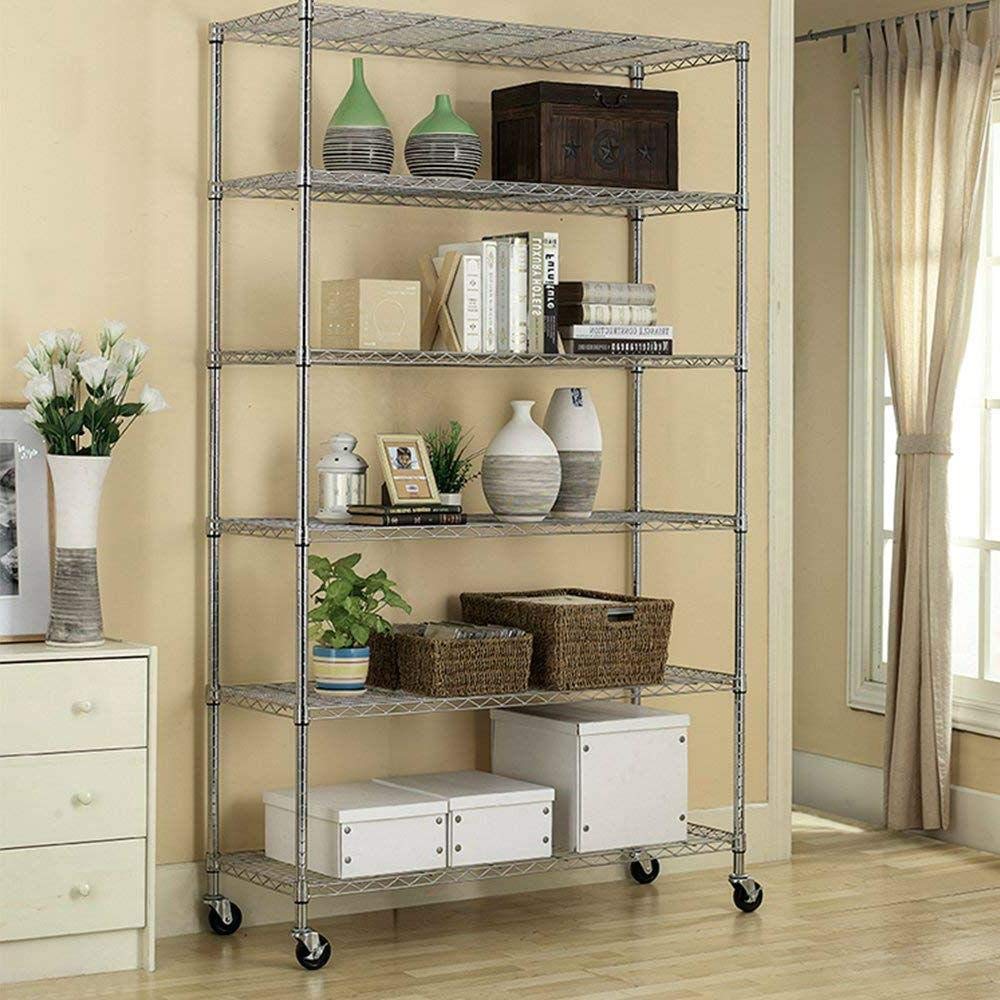 Heavy Duty 6-Shelf Metal Storage Rack w/ Casters