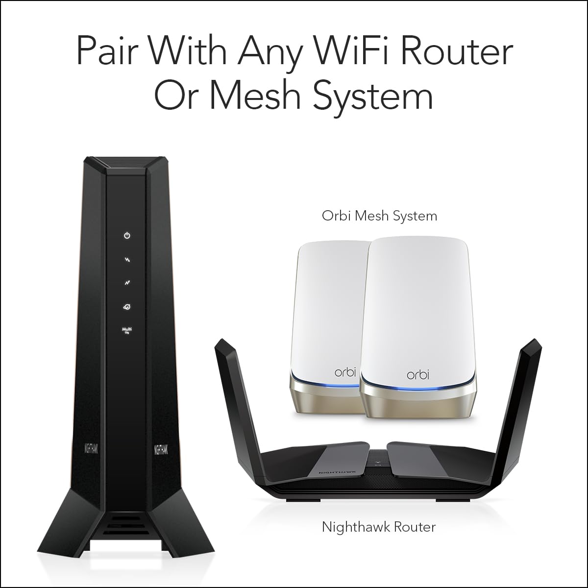 Nighthawk Multi-Gig Cable Modem (CM2000) - Compatible with All Cable Providers Incl. Xfinity, Spectrum, Cox - for Cable Plans up to 2.5Gbps - DOCSIS 3.1