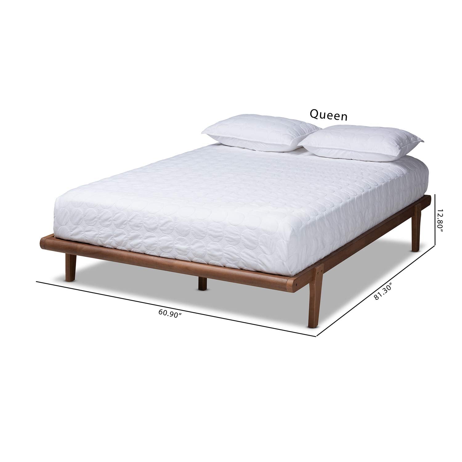 Kaia Mid-Century Modern Walnut Brown Finished Wood Full Size Platform Bed Frame