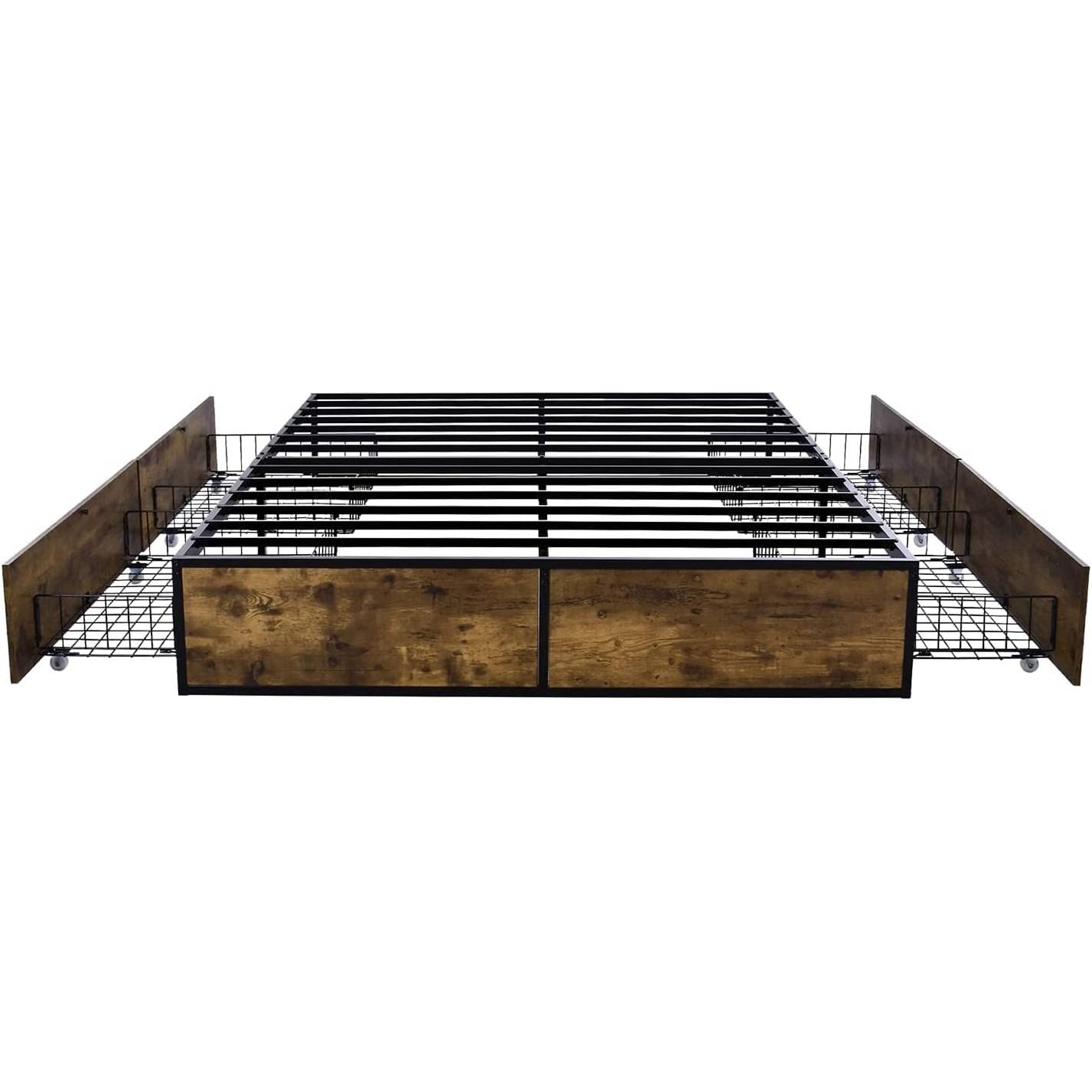 Queen Metal Wood Platform Bed w/ 4 Drawers 800 lbs Cap
