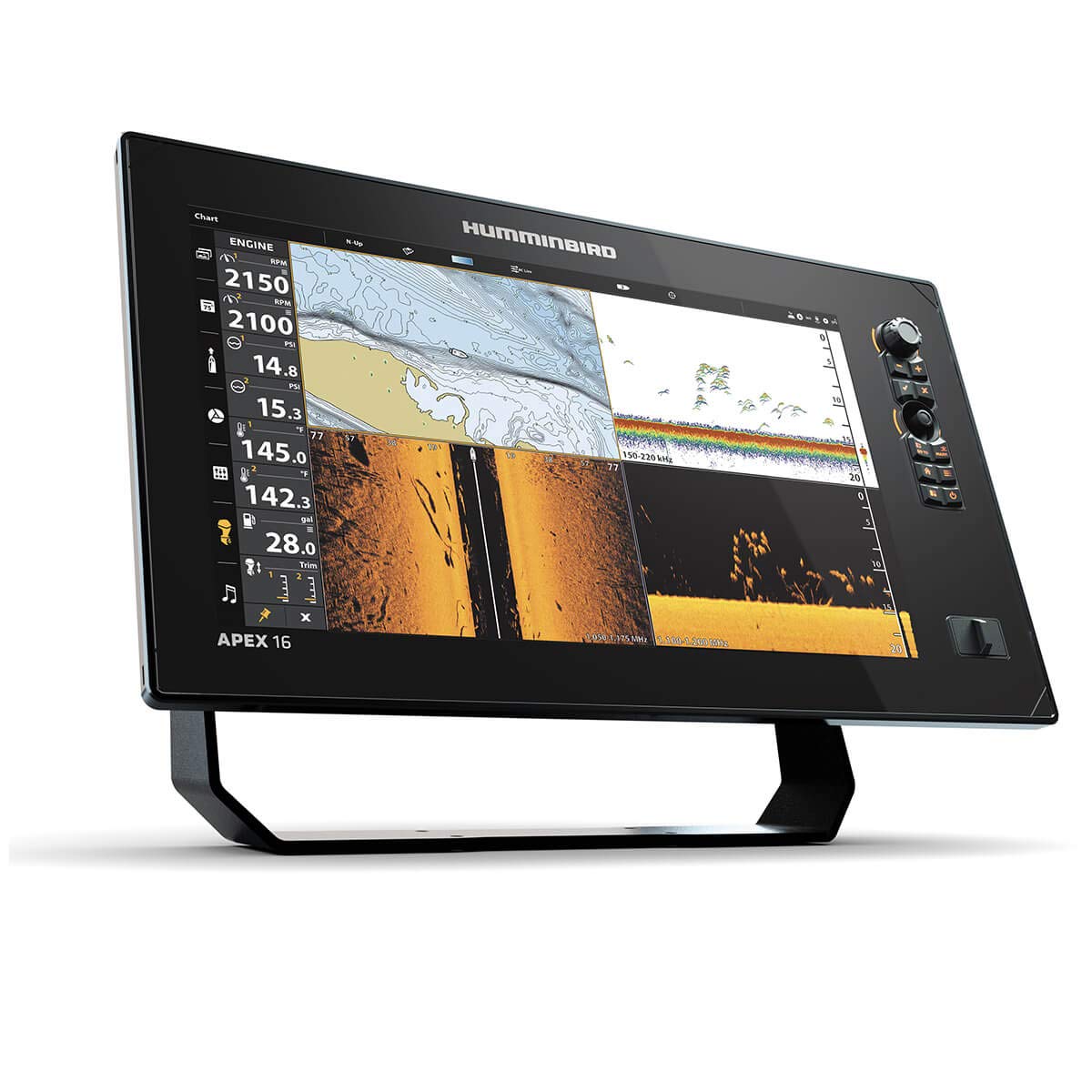 APEX 16 CHARTPLOTTER GPS Fish Finder with Transducer, MEGA Side Imaging+ & HD Touchscreen Display