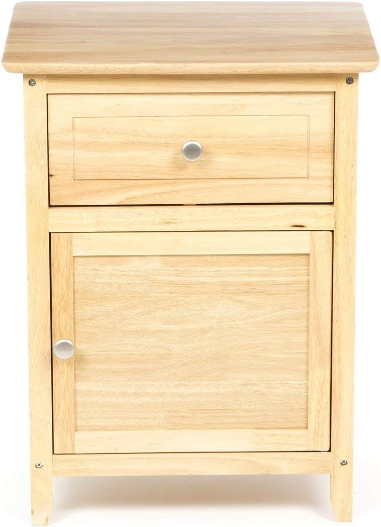 FastFurnishings 1-Drawer Wood Bedside Table