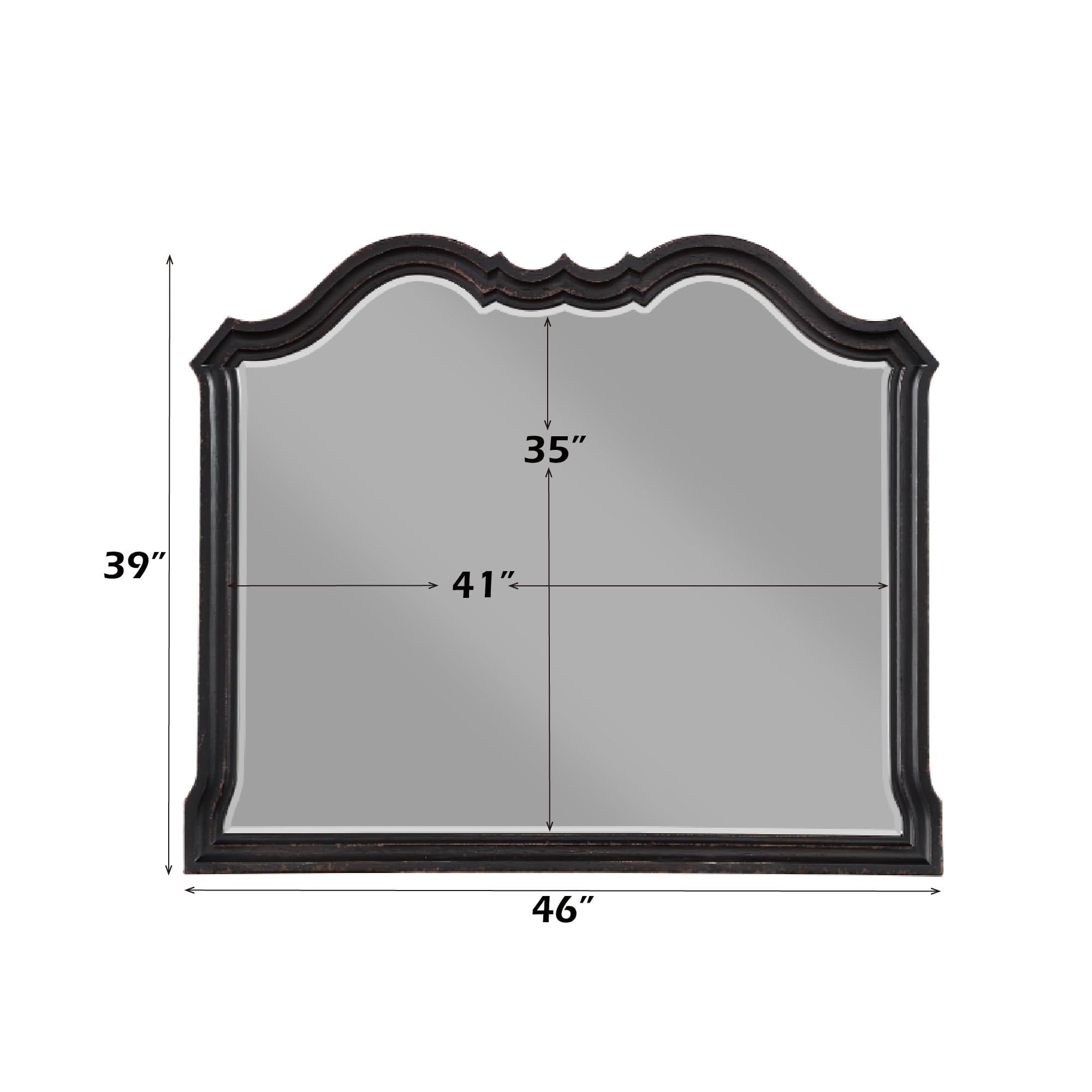 Chelmsford Contemporary Wooden Frame Dresser Mirror in Antique Black