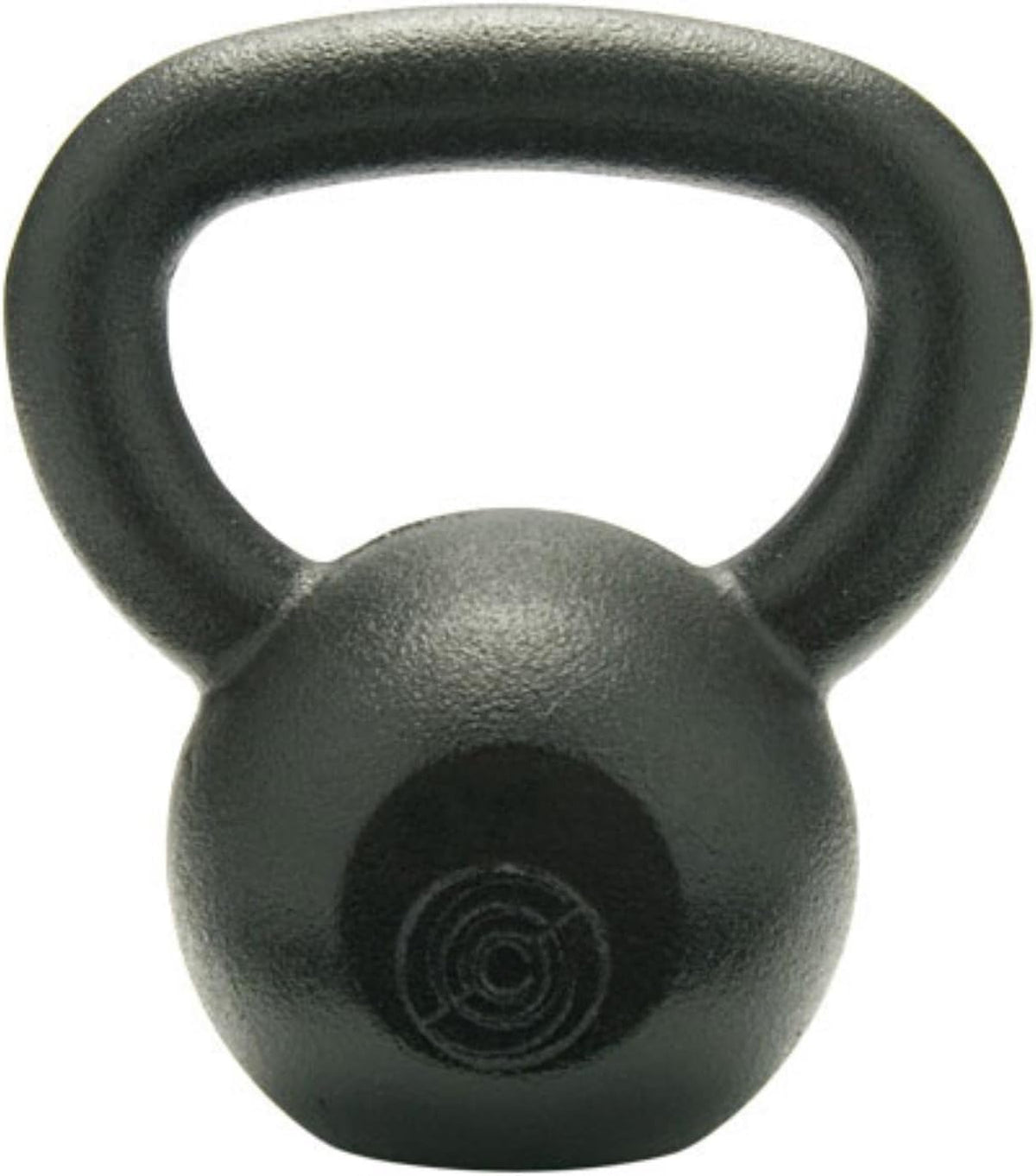 A black kettlebell used for weightlifting and fitness workouts.