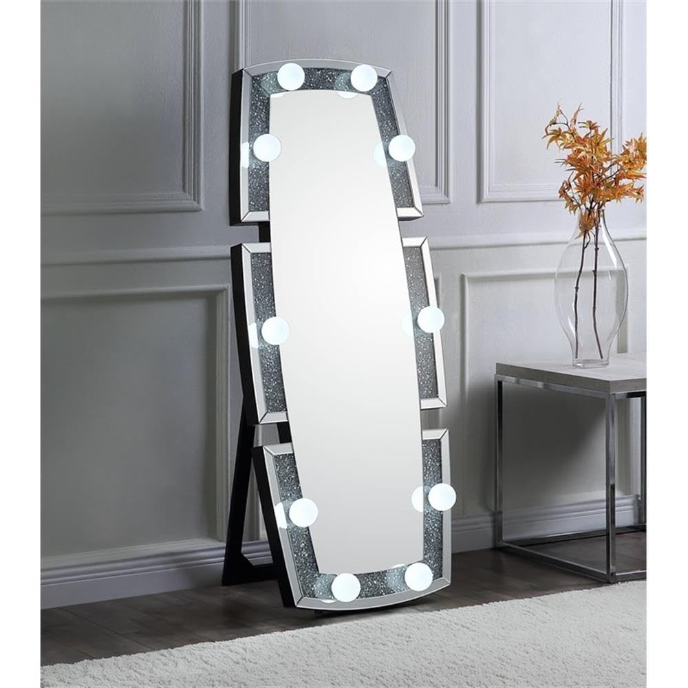 Noralie Wall Mirror in Mirrored and Faux Diamonds