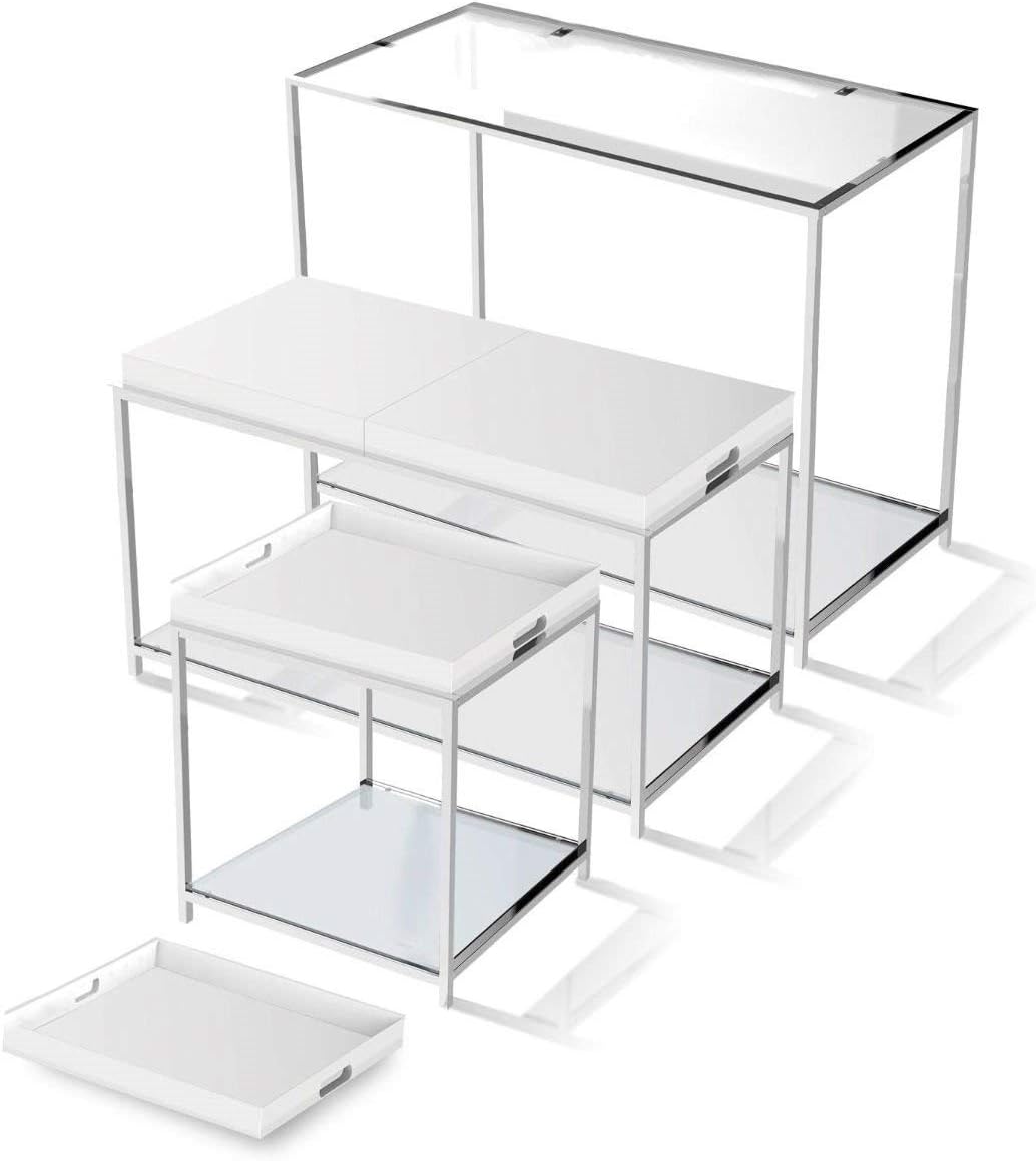 Metal End Table with White Removable Tray