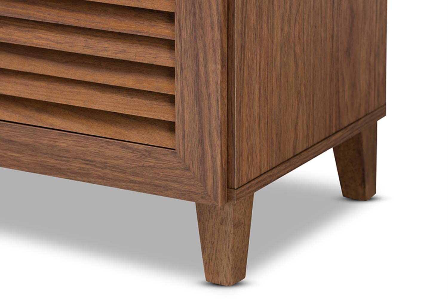 Coolidge Modern and Contemporary Walnut Finished 5-Shelf Wood Shoe Storage Cabinet with Drawer