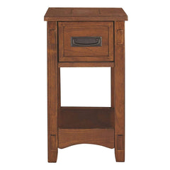 Mission Style Brown Wood 1-Drawer End Table Nightstand