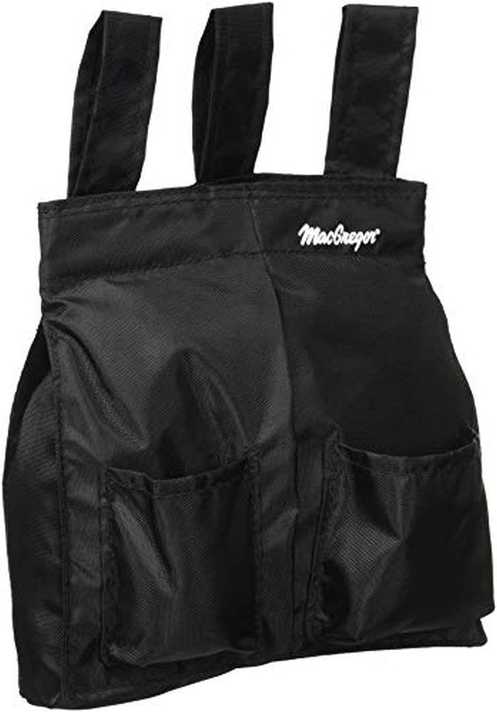 A sleek black bag with two external pockets, ideal for carrying essentials in an organized manner.