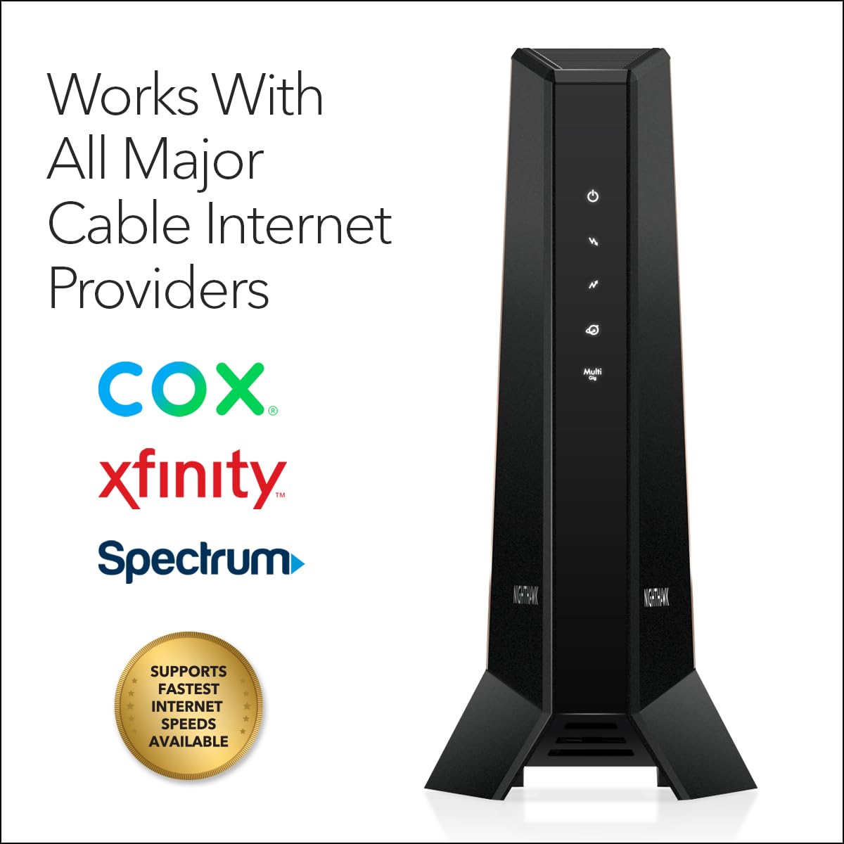 Nighthawk Multi-Gig Cable Modem (CM2000) - Compatible with All Cable Providers Incl. Xfinity, Spectrum, Cox - for Cable Plans up to 2.5Gbps - DOCSIS 3.1