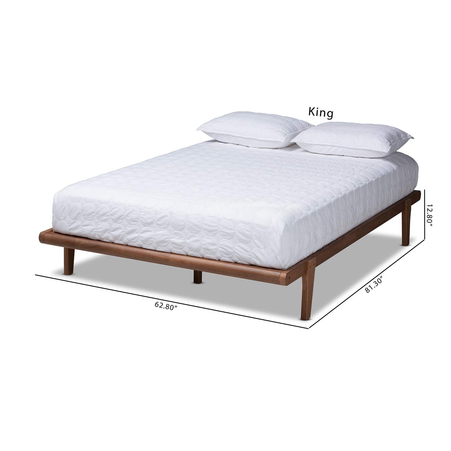 Kaia Mid-Century Modern Walnut Brown Finished Wood Full Size Platform Bed Frame