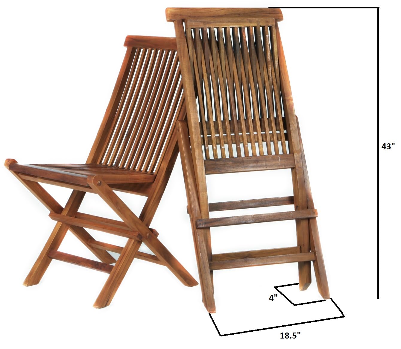 TF22-2 Teak Folding Chair Set | Outdoor Patio Wooden Foldable Chairs | Fully Assembled, Java Finish, Solid Brass Fittings | Portable Outdoor Chairs 18x23x36