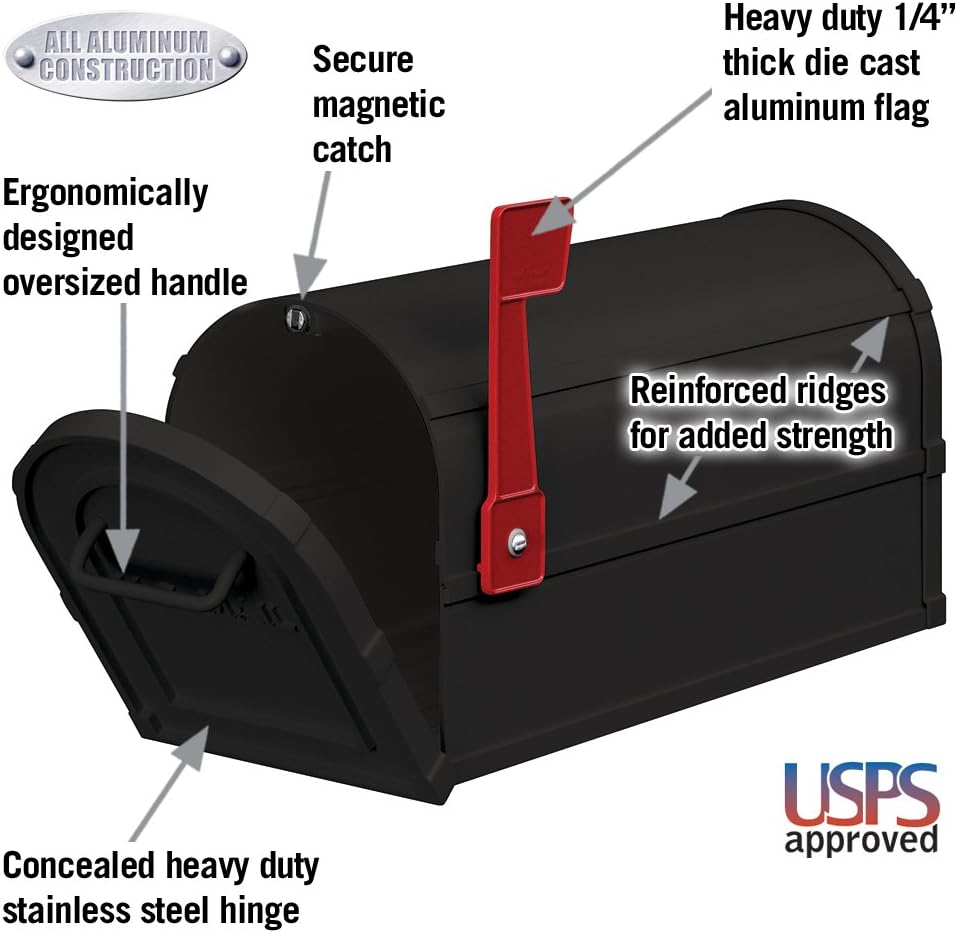 Salsbury 4850BLK Heavy Duty Rural Mailbox - Black