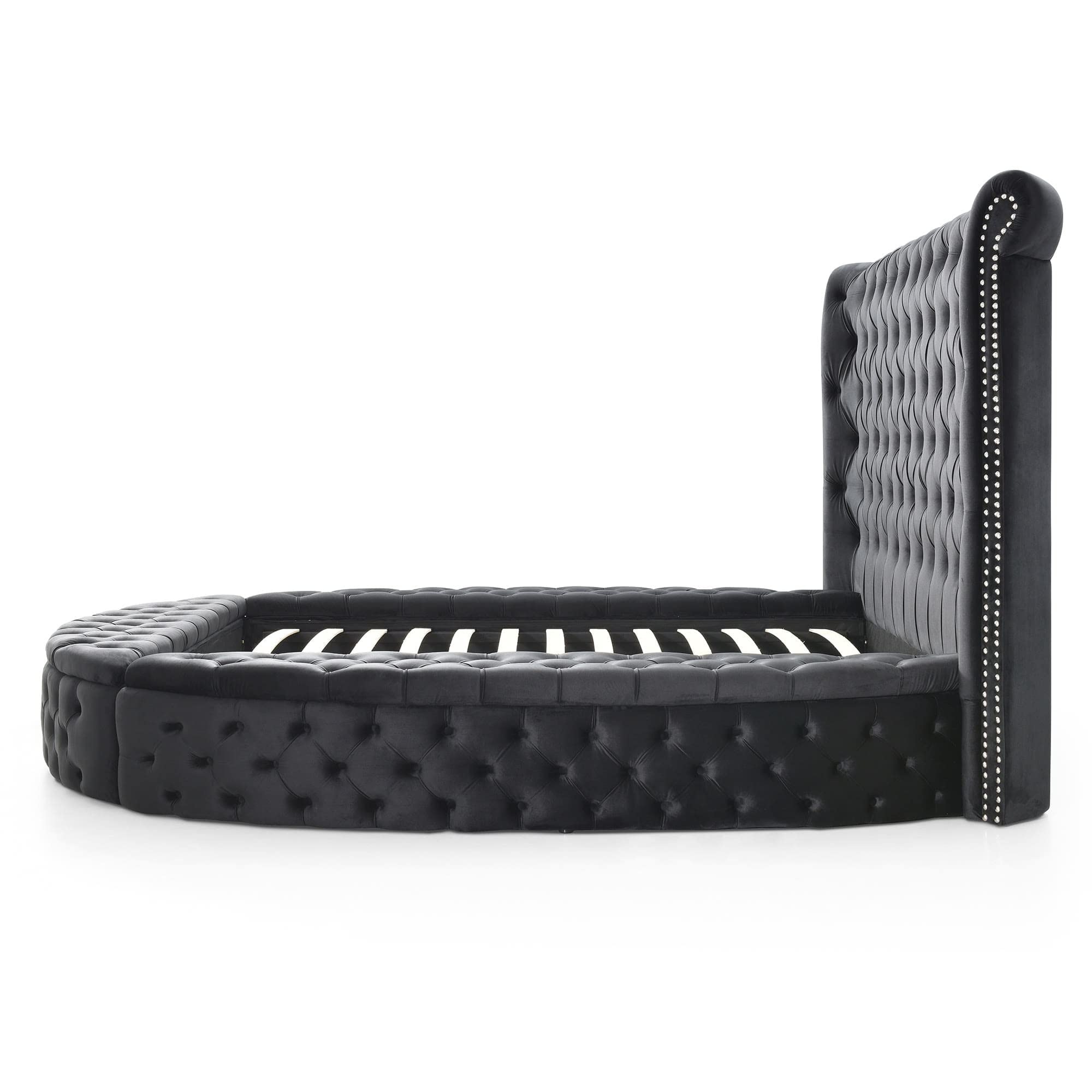 Elizabeth Upholstered Round Storage King Bed in Black