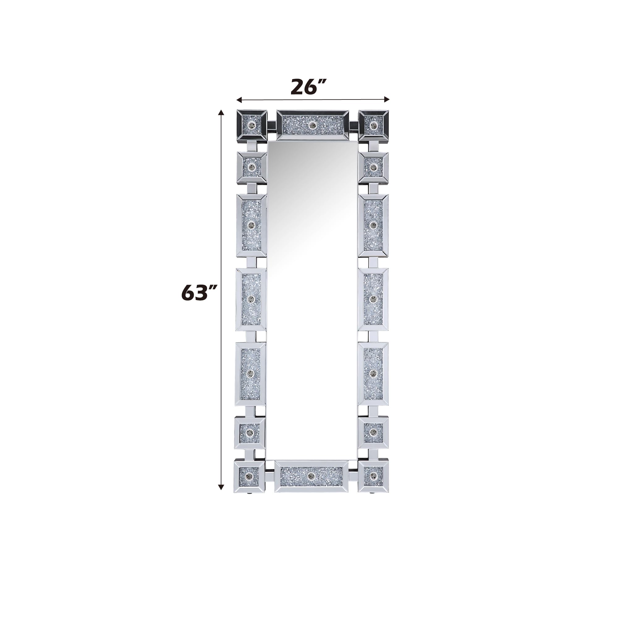 Noralie Wall Mirror in Mirrored and Faux Diamonds