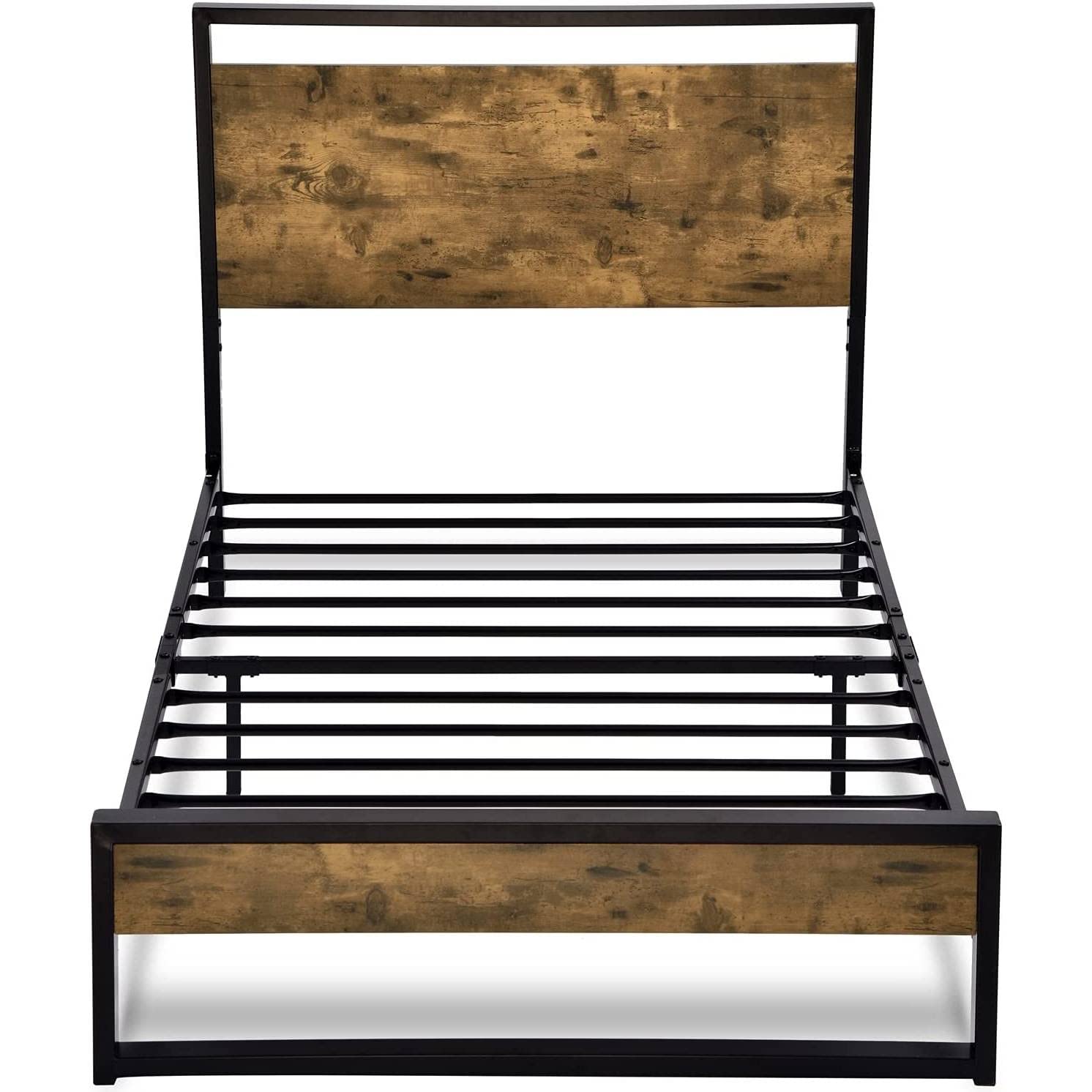 Twin Metal Wood Platform Bed Frame w/ Headboard