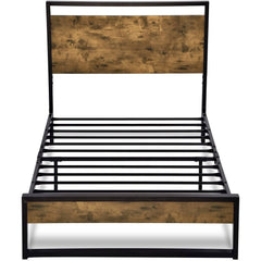 Twin Metal Wood Platform Bed Frame w/ Headboard