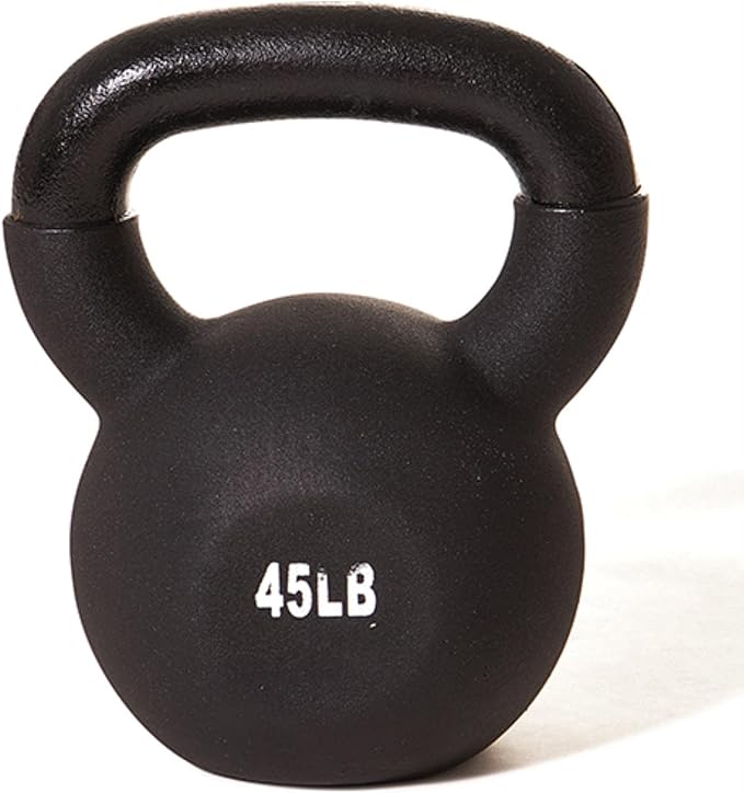 Champion Barbell 45Lb Vinyl Coated Kettlebell Black 45lbs