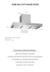 CH7748SQ6-XX 48 Inch 600 CFM Fully Automatic Under Cabinet Perimetric Range Hood in Stainless Steel w/Temp Sensors Auto On/Off