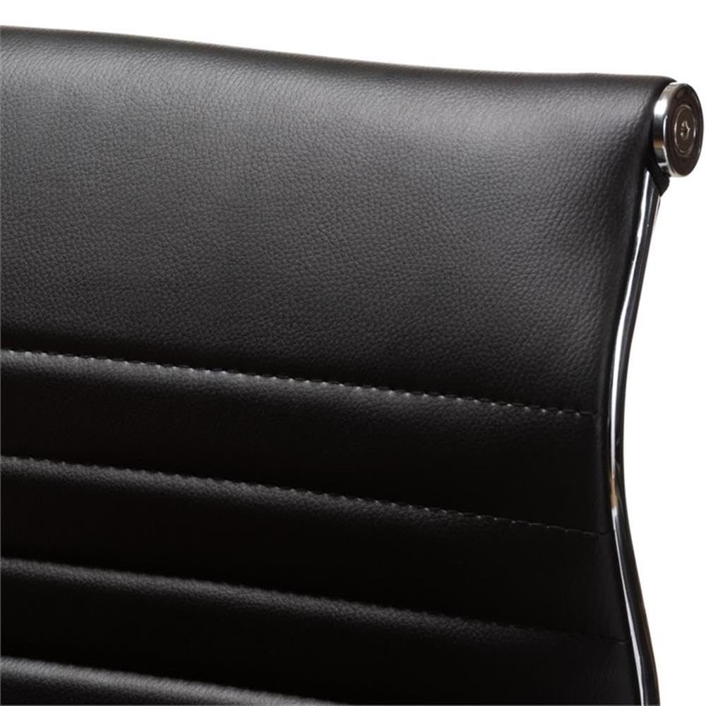 Baxton Studio Giorgio Modern and Contemporary Black Faux Leather Upholstered Chrome-Finished Steel Counter Stool Set