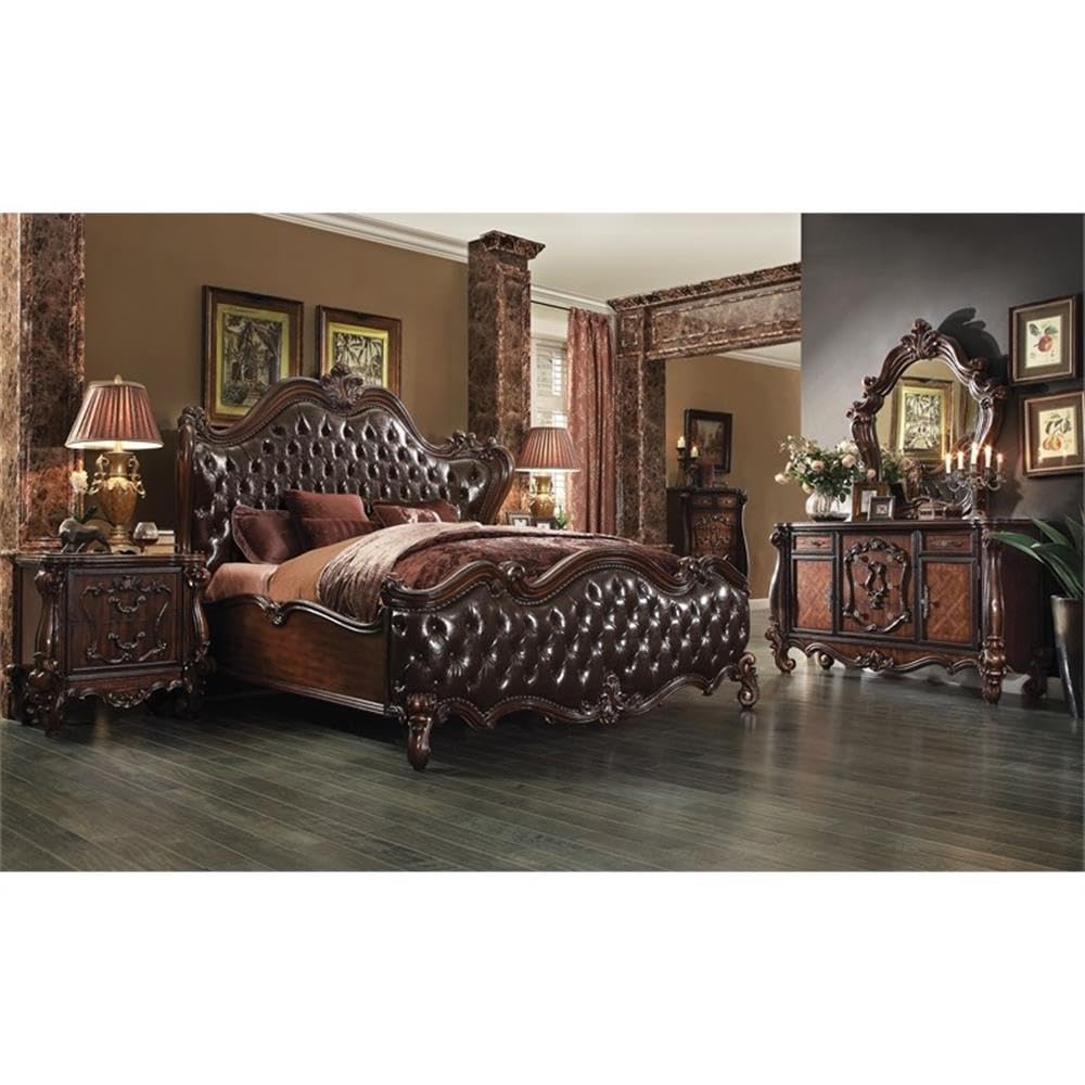 Versailles Arched Top Wood Frame Dresser Mirror in Cherry Oak