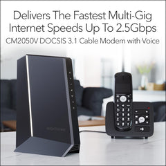 Nighthawk Multi-Gig Cable Modem for Xfinity Voice (CM2050V) – for Cable Plans up to 2.5Gbps - DOCSIS 3.1-2 Phone Lines
