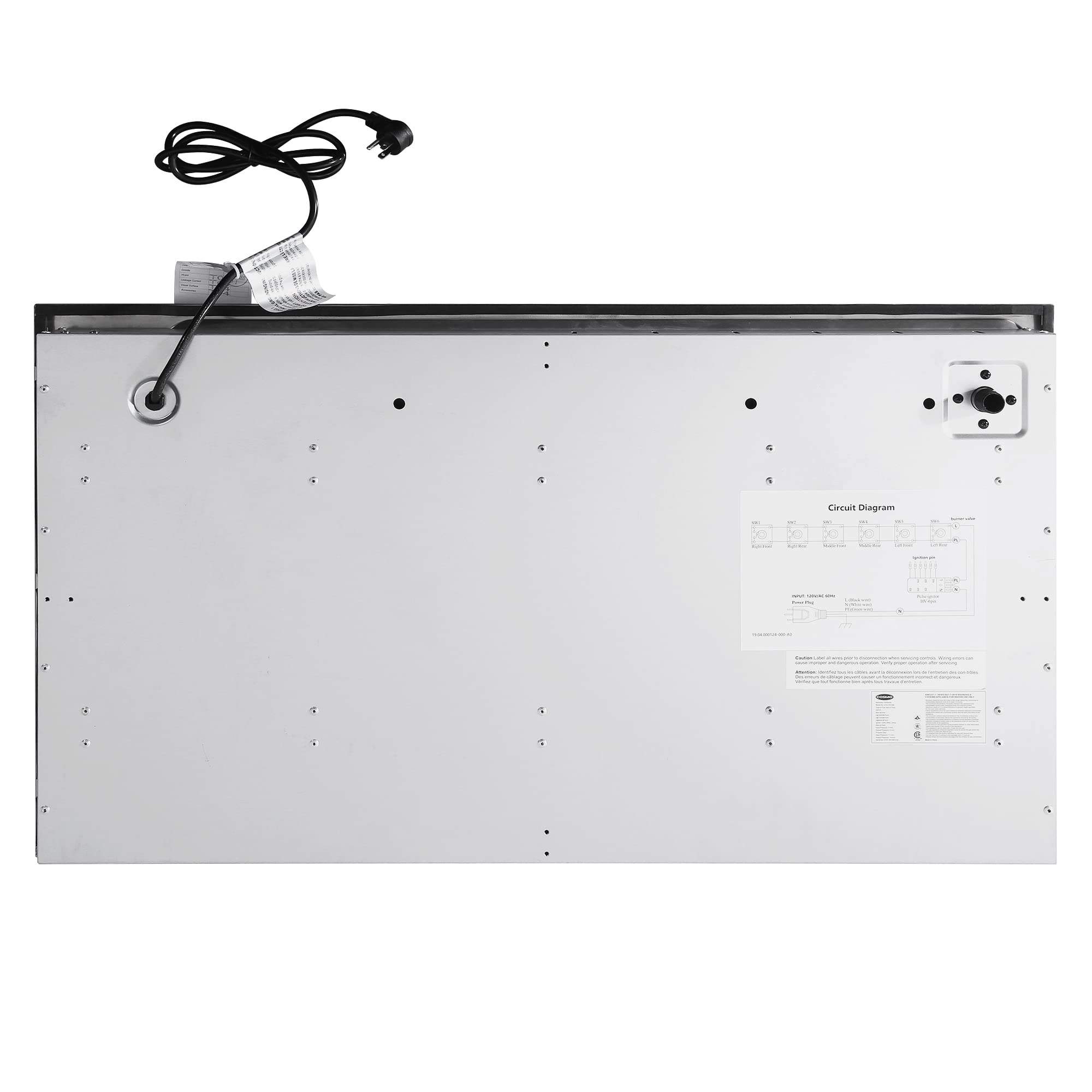 COS-DIC366 Drop-In Gas Cooktop with 6 Italian Made Sealed Burners, Cast Iron Grates, Metal Knobs, Liquid Propane Convertible, 36 inch, Stainless Steel