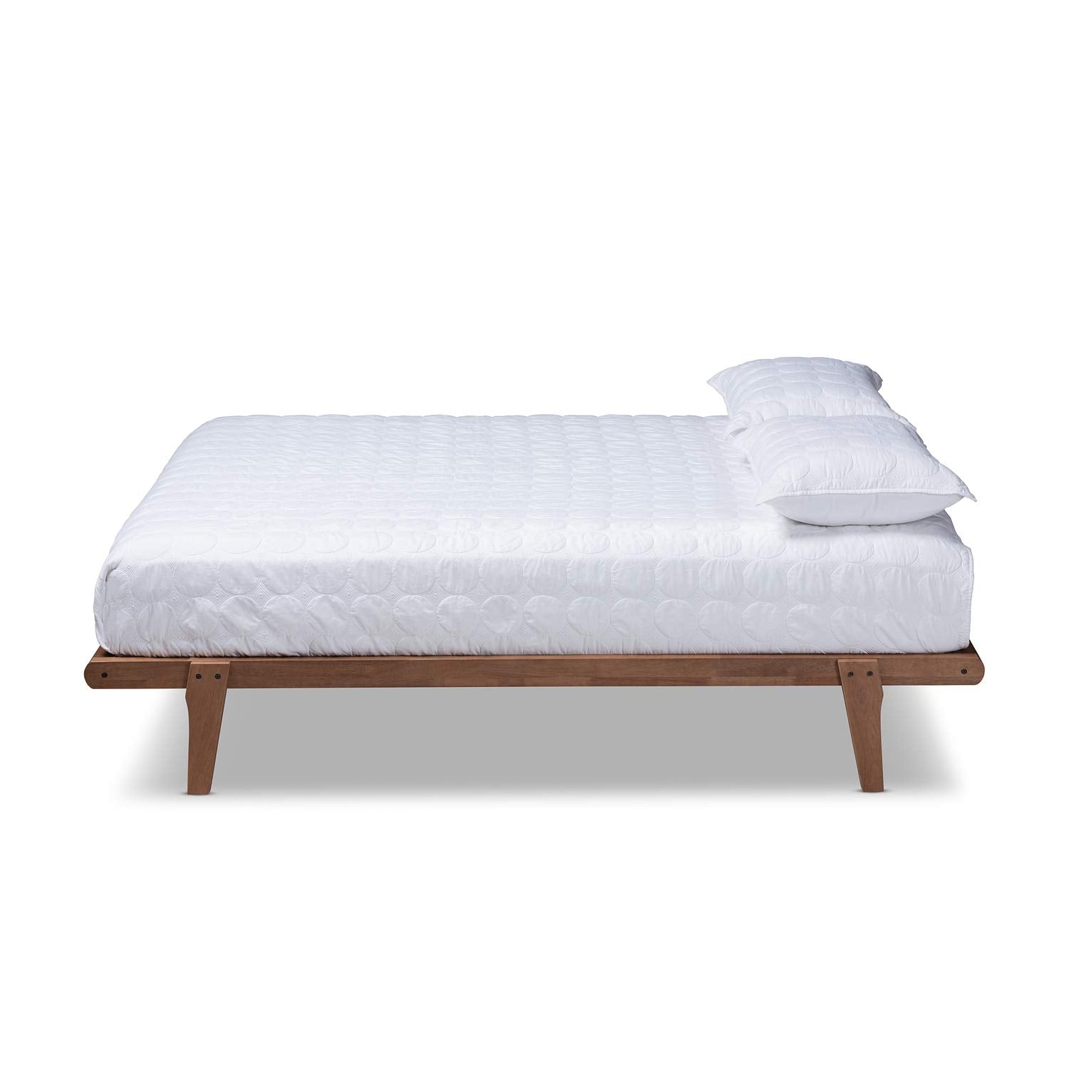 Kaia Mid-Century Modern Walnut Brown Finished Wood Full Size Platform Bed Frame