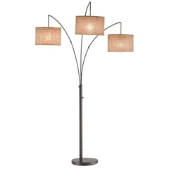 A modern three light floor lamp with a sturdy metal base, designed to enhance interior lighting and decor.