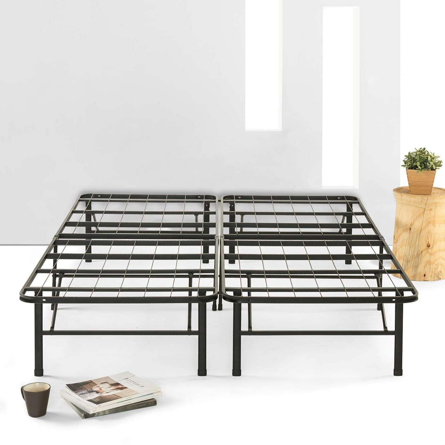 Fast Furnishings King Folding Metal Platform Bed w/ Storage