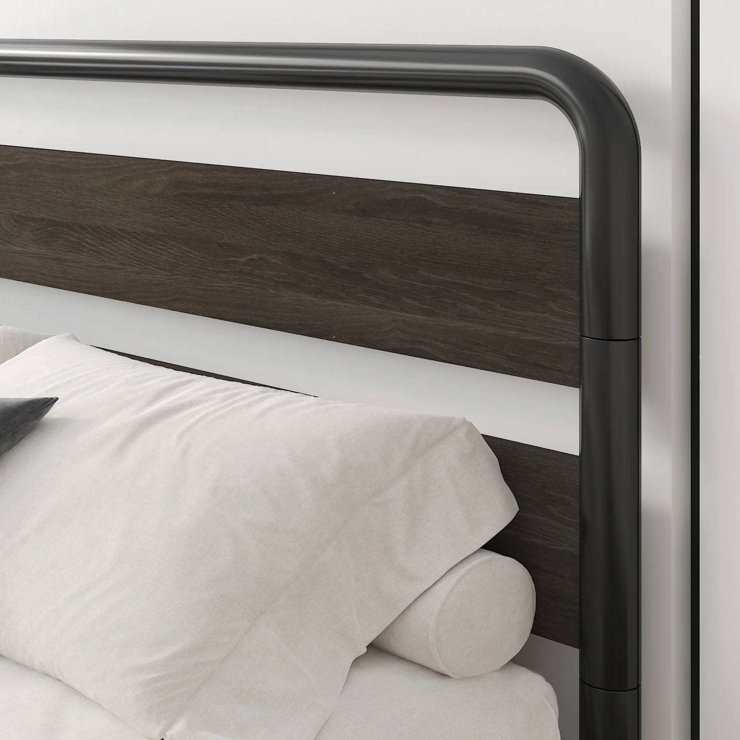 Fast Furnishings King Round Metal Bed with Headboard