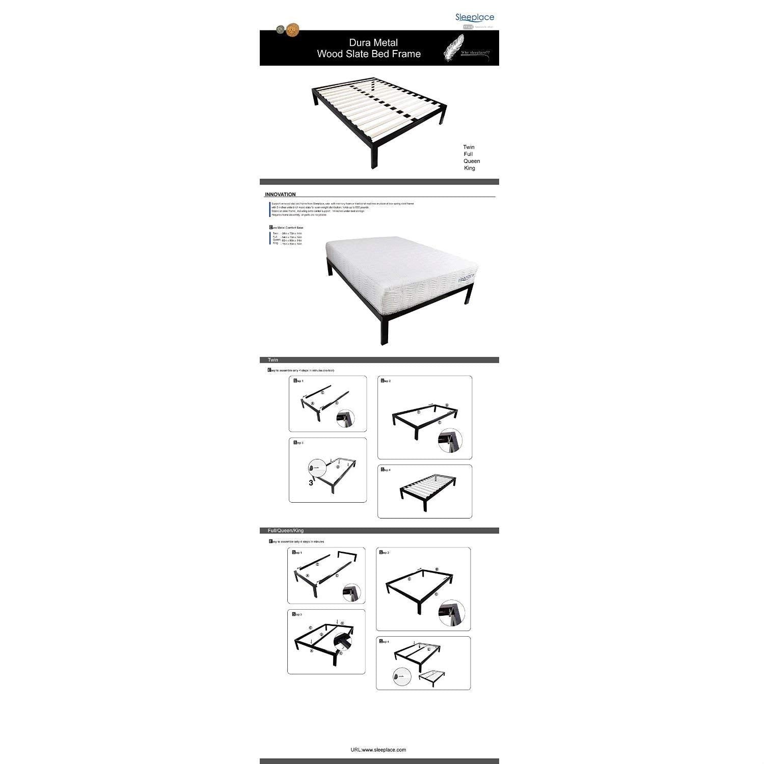 Twin Modern Black Metal Bed Frame w/ Wood Slats